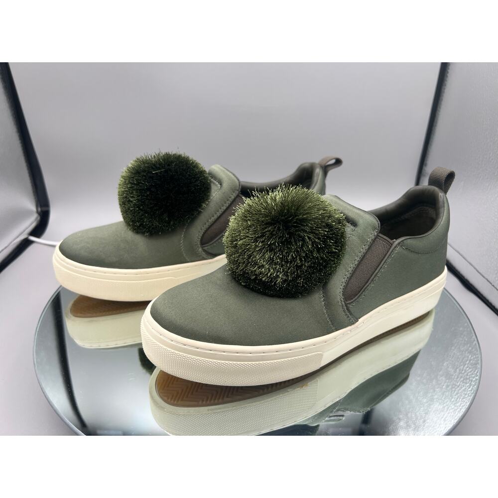 TORY BURCH Pom Pom Satin Platform Sneaker In Green - Daphne Style